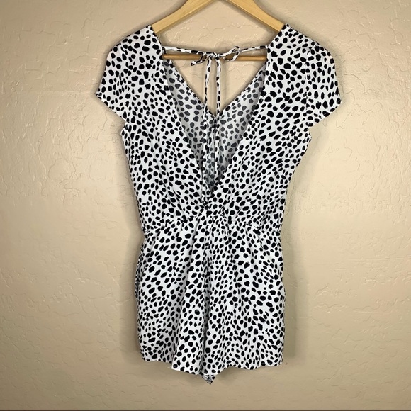 Lulus Hottie Dotty Black and White Print Romper - Picture 4 of 8